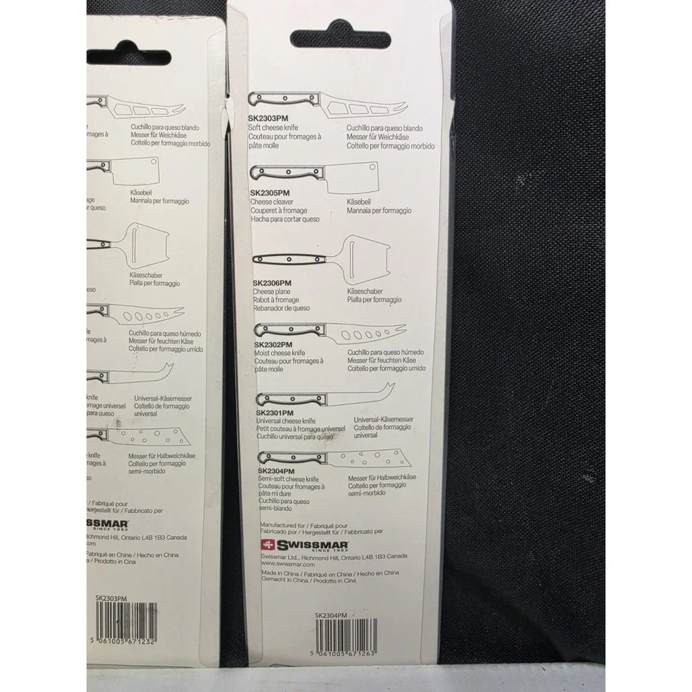 Swissmar 4pc Cheese Knife Set New Sealed Black Handles Stainless Steel
